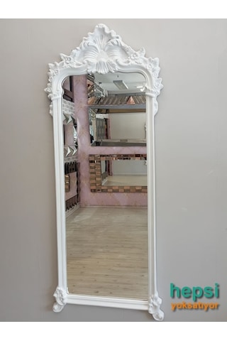 Vintage Madam Model Varaklı Boy Aynası Beyaz