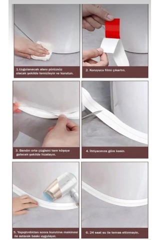 Su Geçirmez Kendinden Yapışkanlı Sızdırmaz Bant Mutfak Ve Banyo İçin Dayanıklı Koruma Bandı