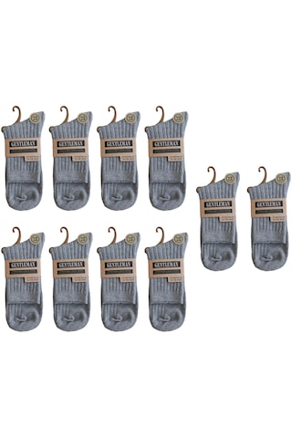 Homyl 10 Çift Erkek Orta Buzağı Çorap Yumuşak Sıcak Gri Gri