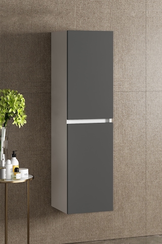 Yıldız 35 130 Cm Beyaz-antrasit Gri Mat Mdf Asma Banyo Boy Dolabı Beyaz - Antrasit