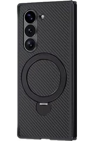 Teleplus Samsung Galaxy Uyumlu Z Fold 5 Kılıf Karbon Fiber Magsafeli 360 Dönerli Standlı Alp Kapak