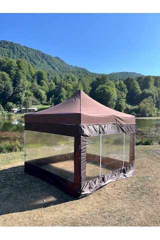 3x3 M 30 Mm Gazebo Tente Kış Bahçesi Kahverengi