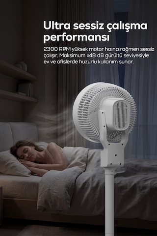 Ayaklı Vantilatör 3d Salınımlı, Kumandalı, Aromaterapi, Ultra Sessiz, 7s Zamanlı V0402101