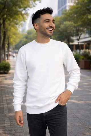 Luxic Core Erkek Beyaz Sweatshirt Hediyelik Şık Ve Sade Tasarım, Günlük Kombinlere Uygun, Rahat Kalıp