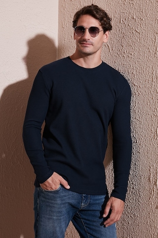 Buratti Pamuklu Bisiklet Yaka Slim Fit Basic Erkek Sweat 5905073 Lacivert