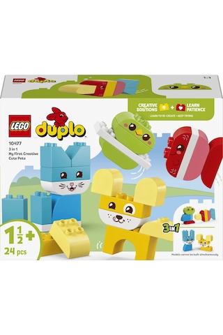 LEGO® DUPLO® İlk 3'ü 1 Arada Yaratıcı Sevimli Hayvanlar 10477 - 1.5 Yaş Üzeri için 8 Seçenek İçeren Oyuncak Yapım Seti (24 Parça)