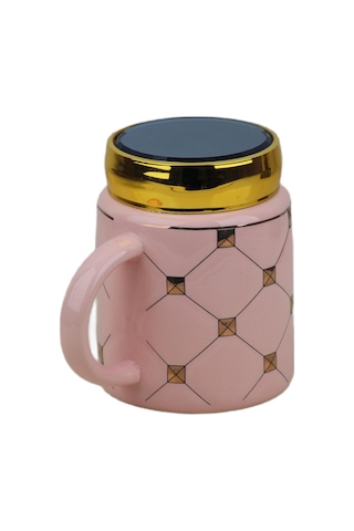 Ekose Tasarımlı Aynalı Kapaklı Sıcak Tutan Kupa Bardak Fincan Mug Mini Motivasyon Termos 450 Ml. 001