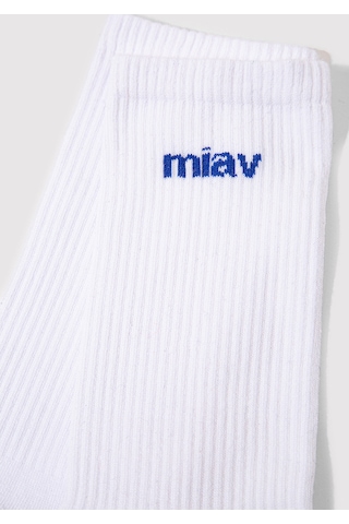 Mavi - Miav Baskılı Beyaz Soket Çorap 0911440-620 Beyaz
