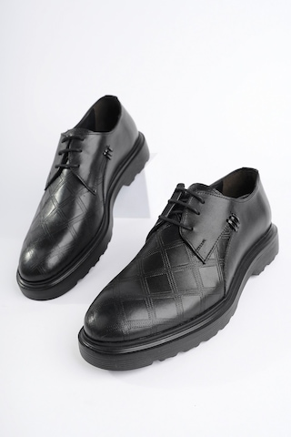 Muggo Rodilla Garantili Klasik Hakiki Deri Bağcıklı Ortopedik Erkek Casual Ayakkabı Siyah