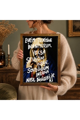 Bk Gift Vintage Klasik Sanat Esprili Sözlü Masif Ahşap Çerçeveli Dekoratif Tablo - 14