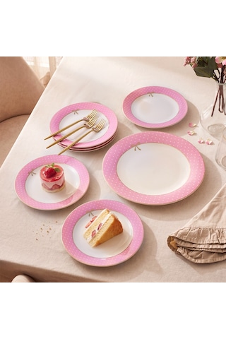 Aryıldız Nila 7 Parça 6 Kişilik Pasta Takımı Pembe Çok Renkli
