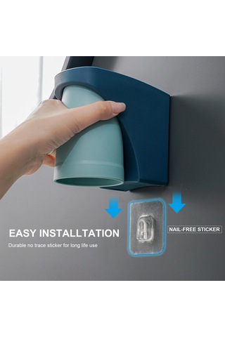 Neevoyu Yeşil Renkli, Deliksiz Duvar Kurulu Manyetik Fırça Bardak Seti - Su Tüpü Önleyici, Hızlı Kurutma, Odak Tasarımı Fırça Ve Macun Hariç Yeşil