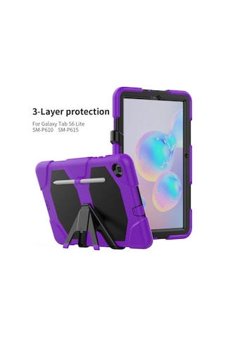 Samsung Galaxy Uyumlu P610 S6 Lite 10.4 Inctablet Kılıfı Kalemlikli Defender Tank Silikon Yüksek Koruma Kılıf