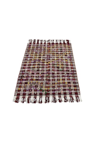 Kilim Antik El Dokuma Yün Ekoseli Sofra Tülü Anadolu Kilimi 0045 - Antika - Çok Renkli