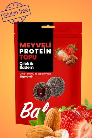 Meyveli Çilekli & Bademli Protein Topları 110gr X3 Adet