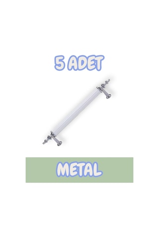 Tuana Rustik Alüminyum Metal Lüks Modern Mobilya Çekmece Mutfak Dolabı Kulpu Beyaz-krom 224mm 5 Adet Beyaz - Krom