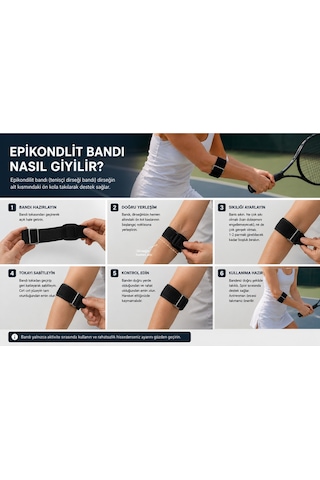 Tenisçi Golfçü Dirseği Bandı Epikondilit Bandajı Ayarlanabilir Dirseklik Sporcu Dirsek Lateral Epikondilit Bandı Destek Termo Jel Hediyeli