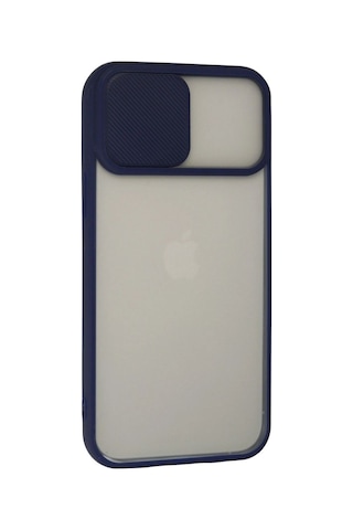 Apple İphone 13 Pro Max Kılıf Palm Buzlu Kamera Sürgülü Silikon - Lacivert
