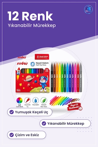 Keçeli Kalem Renk Karmaşık Set Yıkanabilir Çizim Okul Ofis Kırtas