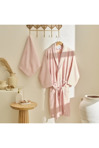 Kaşmir Home Maren Bornoz Set L-xl Pudra Pudra