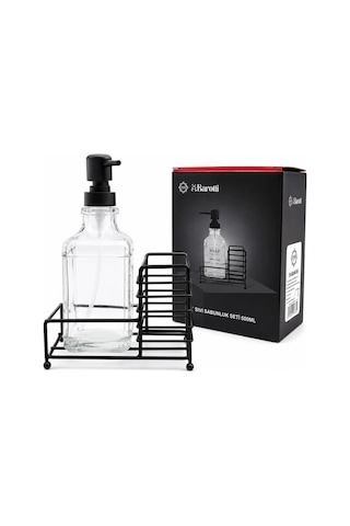 Cam Sıvı Sabunluk 500 Ml Siyah Metal Stand Ve Pompa Resimdeki