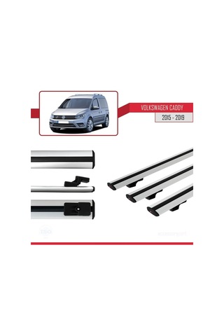 Volkswagen Caddy 2015-2019 Arası İle Uyumlu Basic Model Ara Atkı Tavan Barı Gri 3 Adet