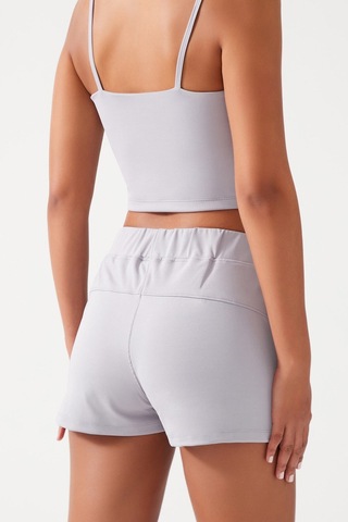 Los Ojos Kadın Gri Cepli Beli Lastikli Basic Fit Spor Şort Shorts Gri