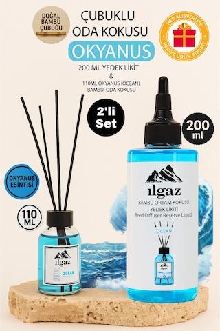 Ilgaz Okyanus Esintisi Bambu Çubuklu Oda Kokusu 110 ML + Yedek Şişe 200 ML