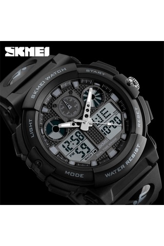 Yunboo Skmeı Erkek Spor Saati 1270 - Çift Zaman, Kronometre, Alarm, 5atm Su Geçirmez, Işıklı - Çift Hareketli Quartz Çok Renkli