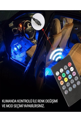 Eraks Car Accesorıes Kumandalı Araç Içi Ayak Altı Sese Duyarlı