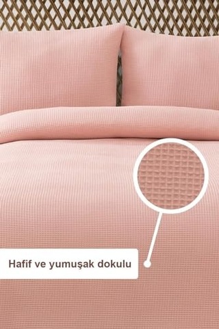Waffle Çift Kişilik Pike Seti Pudra 200x220 Cm Genel