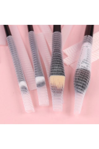 Makyaj Far Allık Kontür Eyeliner Fırça Malzemeleri Ürünleri Koruyucu File Kapak Örgü Kılıf Set 20li Çok Renkli