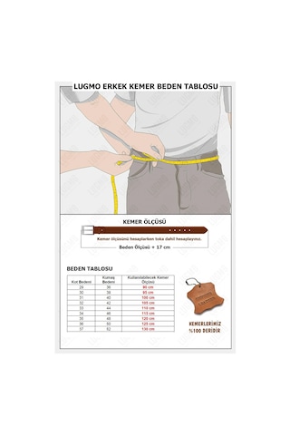 Lugmo Hakiki Deri Kemer Siyah 4,5 Cm Siyah