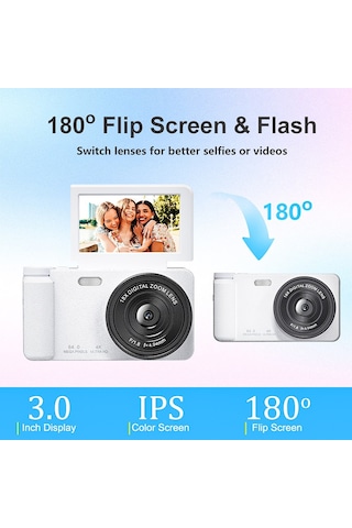 MKN02 4K Ultra HD Dijital Fotoğraf Makinesi Döner Ekranlı Kompakt Kamera-1732