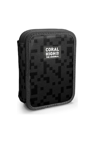 Coral High Erkek Çocuk Siyah Blok Desenli Katlı Organizer Kalemlik Kalem Kutusu 31118