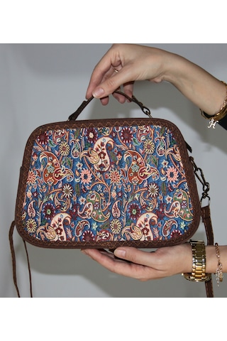 Pujiva Omuz Çantası, Kol Çantası, Etnik Tarz Kilim Desenli, Askılı Çanta, Günlük Çanta En 25 Bo 19 D 8 Mavi