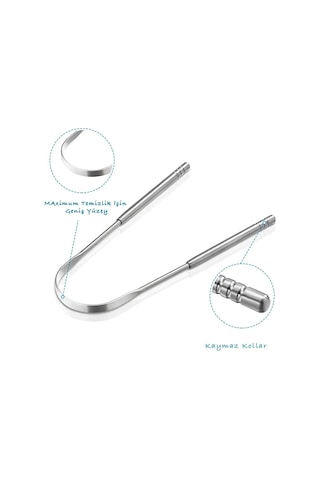 Ağız Sağlığı İçin Paslanmaz Metal Dil Temizleyici Rahat Ve Kolay Kullanım