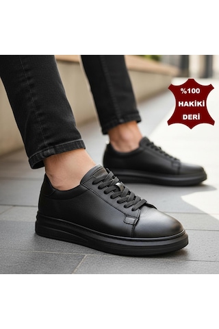 Ispartalılar 76 Tam Ortopedik Taban Hakiki Deri Günlük Erkek Ayakkabı Casual Erkek Ayakkabı Sneakers Siyah