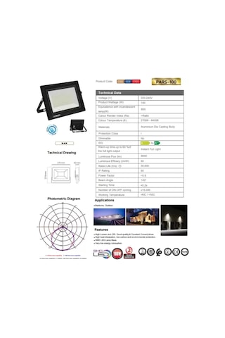 Horoz Elektrik Pars-100 100 Watt 6400k Beyaz Işık Smd Led Projektör 100w