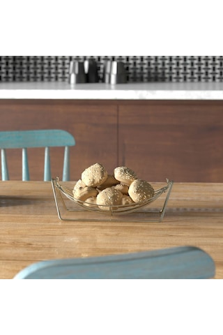 Teknotel Metal Kase Meyve Sepeti Meyvelik Altın Sarı Mg307