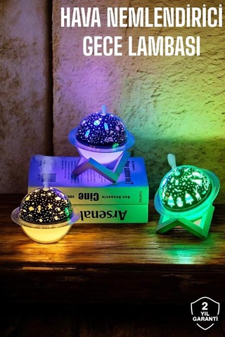 Hava Nemlendirici Masa Ve Gece Lambası Usb Projeksiyon Aromaterapi - Lisinya Sarı
