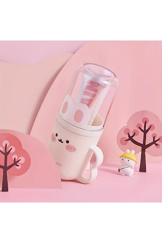 Elmpaly Beyaz Renkli Kokusuz Seyahat Diş Fırçası Kutusu Ve Ağız Bakım Kabı Seti Sevimli Tavşan Desenli Banyo Portatif Hijyen Çözümü İş Seyahati Ve Tatil İçin 1