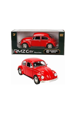 1:32 Rmz City Alman Klasikleri Serisi Die Cast Çek Bırak Model Araba - Kırmızı Volkswagen Beetle Kır