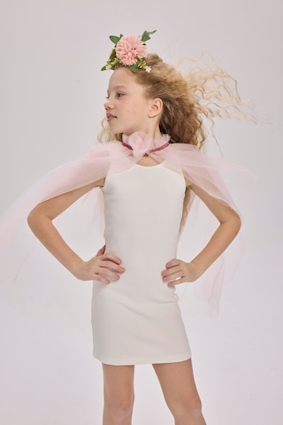 Luess Kız Çocuk Sıfır Kol Pamuklu Elbise Beyaz