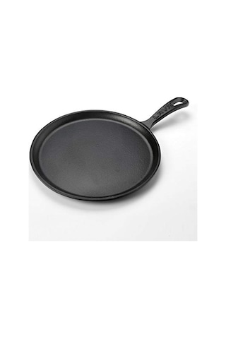 Lava Döküm Krep / Pizza / Pancake Tavası, Yuvarlak, Metal Saplı, 26cm, Siyah