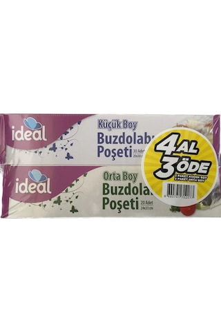 İdeal Buzdolabı Poşeti 4 Al 3 Öde 2 Orta + 2 Küçük x 2 Set