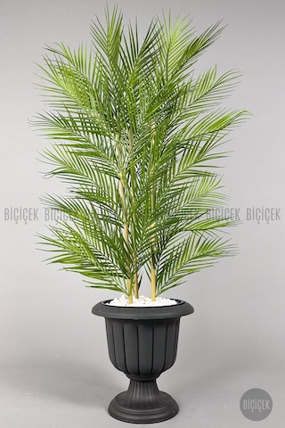 Biçiçek Yapay Areka Palmi̇yesi̇ 130 Cm 33 Yaprak Antresi̇t Nergi̇s Saksıda
