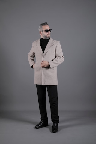 Ohepmoda Düğmeli Düz Erkek Kaşe Kaban Vizon