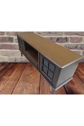 Tv Sehpası Windovs Model Pencere Ahşap Kayın Avangart Aslan Ayak Ceviz Renk 150 Cm El Yapımı