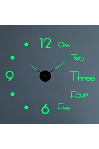 UpWay 40 cm Duvar Saati Sessiz Çerçevesiz Fosforlu Kendinden Yapı Yeşil